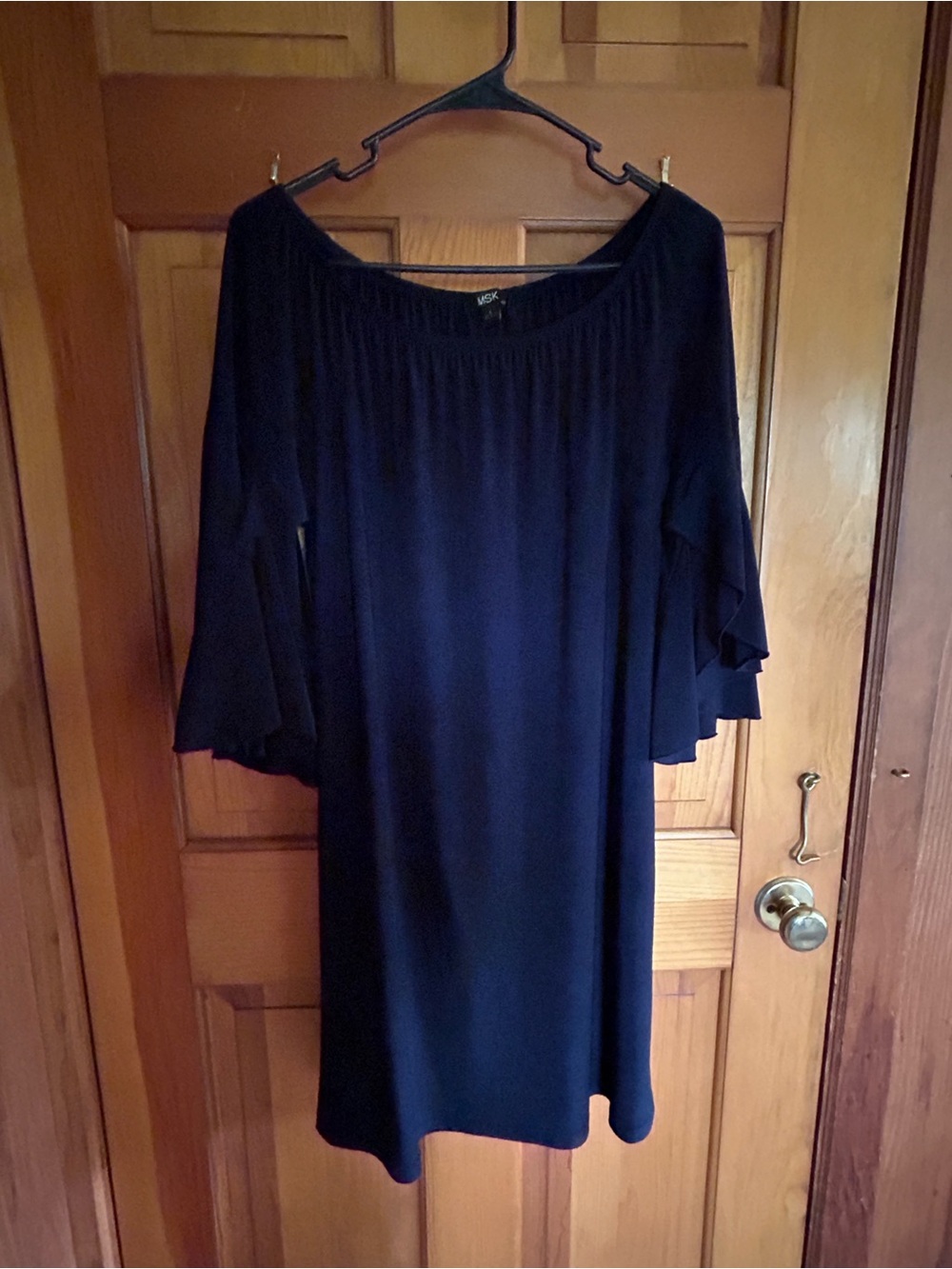 Mossimo Supply Co. Off-Shoulder Navy Blue Bell-Sleeve Dress